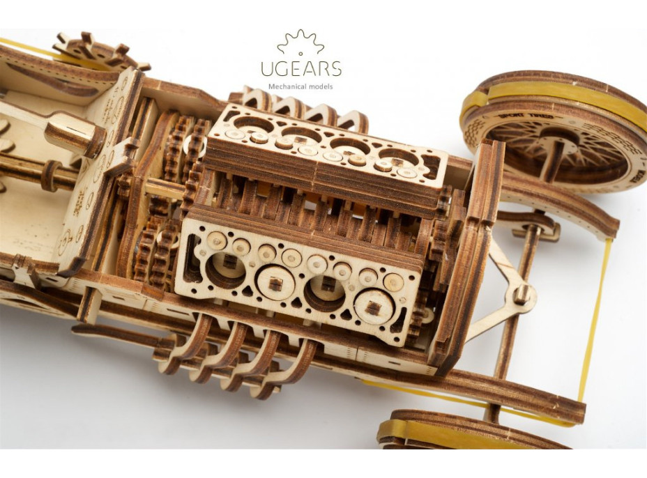 Ugears 3D dřevěné mechanické puzzle U9 Auto (Grand Prix)