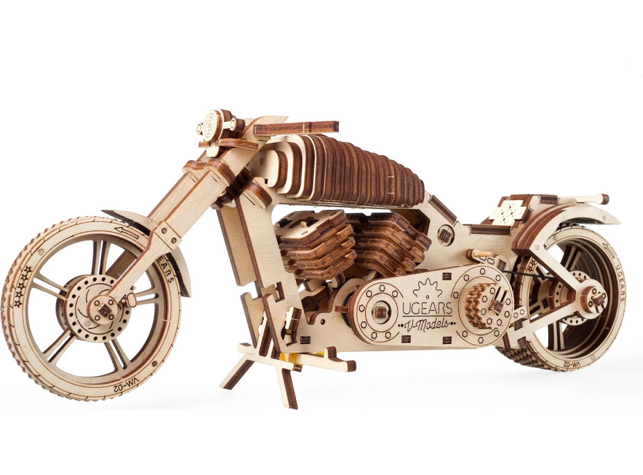 Ugears 3D dřevěné mechanické puzzle VM-02 Motorka (chopper)