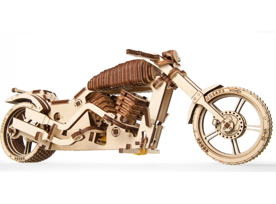 Ugears 3D dřevěné mechanické puzzle VM-02 Motorka (chopper)