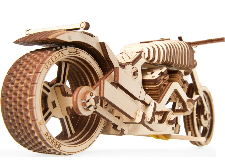 Ugears 3D dřevěné mechanické puzzle VM-02 Motorka (chopper)