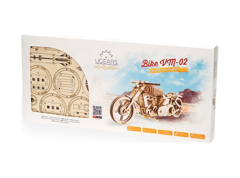 Ugears 3D dřevěné mechanické puzzle VM-02 Motorka (chopper)