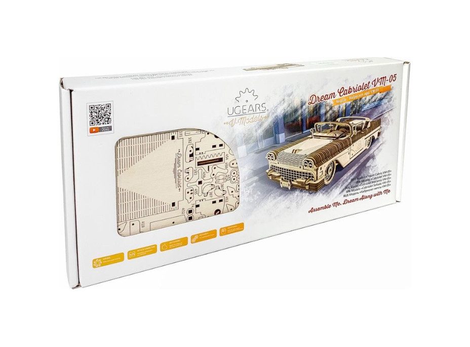 Ugears 3D dřevěné mechanické puzzle VM-05 Auto (50's convertible)