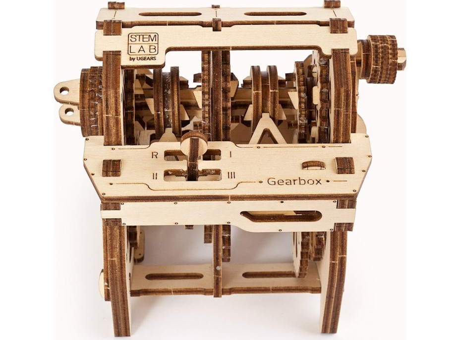 Ugears 3D dřevěné mechanické puzzle STEM výuková převodovka