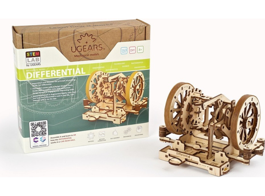 Ugears 3D dřevěné mechanické puzzle STEM výukový diferenciál