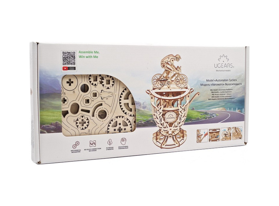 Ugears 3D dřevěné mechanické puzzle Samohybný cyklista