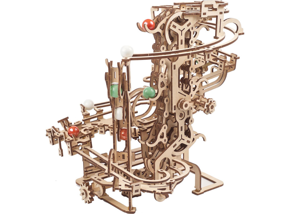 Ugears 3D dřevěné mechanické puzzle Kuličková dráha řetězová