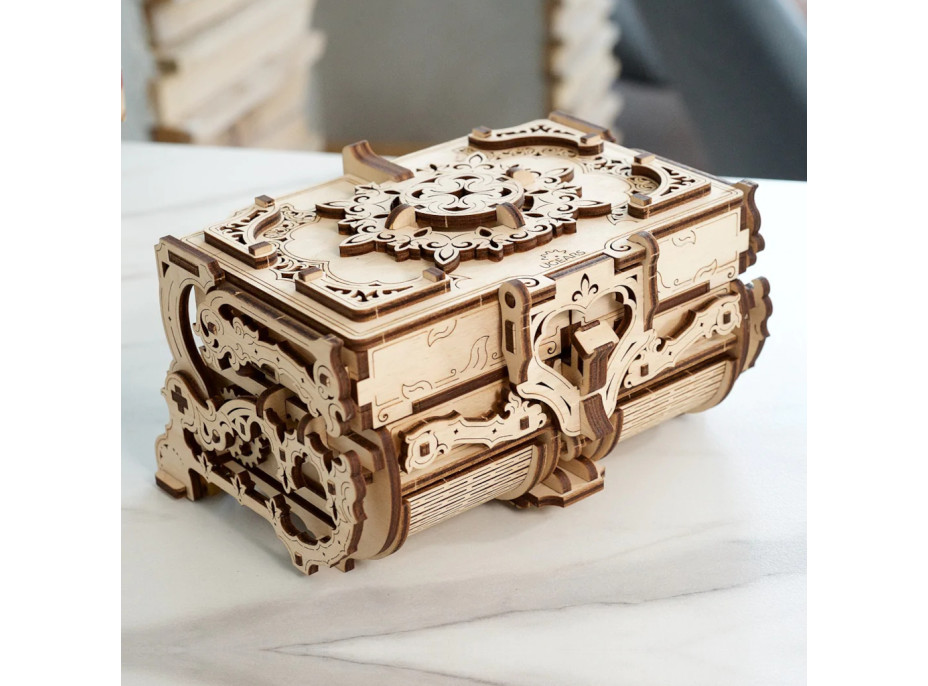 Ugears 3D dřevěné mechanické puzzle Starožitná šperkovnice