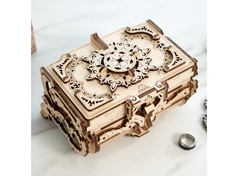 Ugears 3D dřevěné mechanické puzzle Starožitná šperkovnice