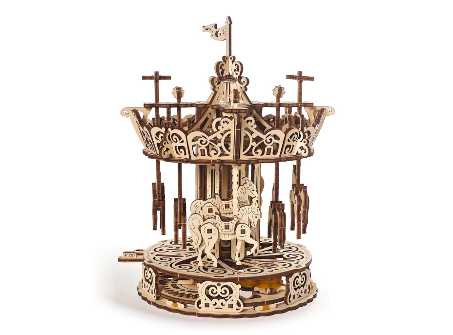 Ugears 3D dřevěné mechanické puzzle Kolotoč