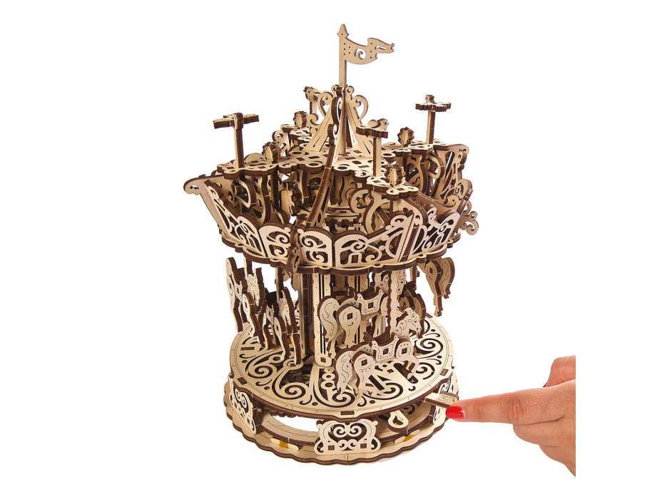 Ugears 3D dřevěné mechanické puzzle Kolotoč