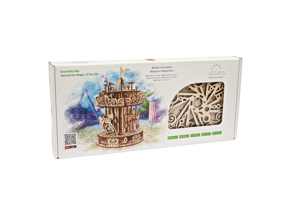 Ugears 3D dřevěné mechanické puzzle Kolotoč