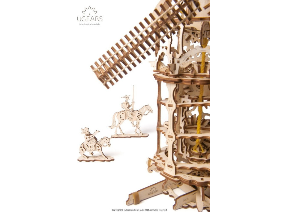 Ugears 3D dřevěné mechanické puzzle Větrný mlýn