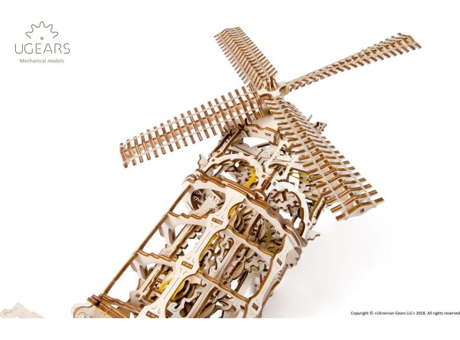 Ugears 3D dřevěné mechanické puzzle Větrný mlýn