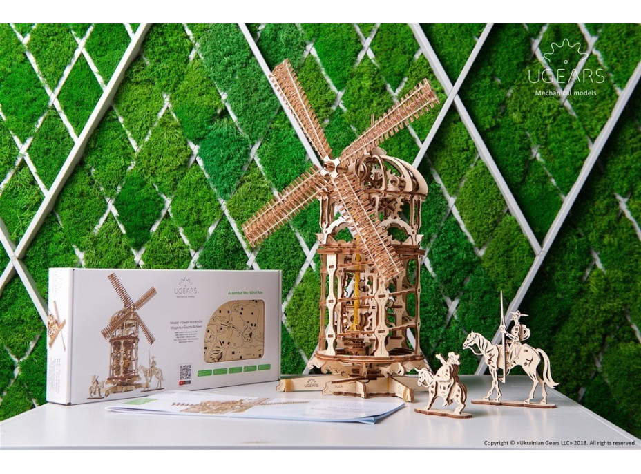 Ugears 3D dřevěné mechanické puzzle Větrný mlýn