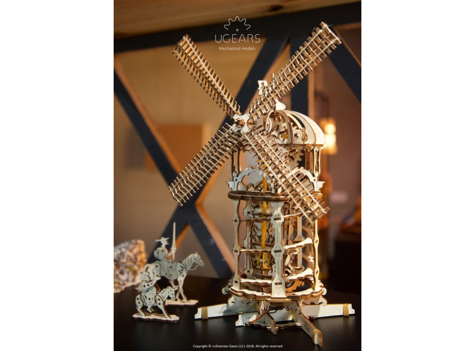 Ugears 3D dřevěné mechanické puzzle Větrný mlýn