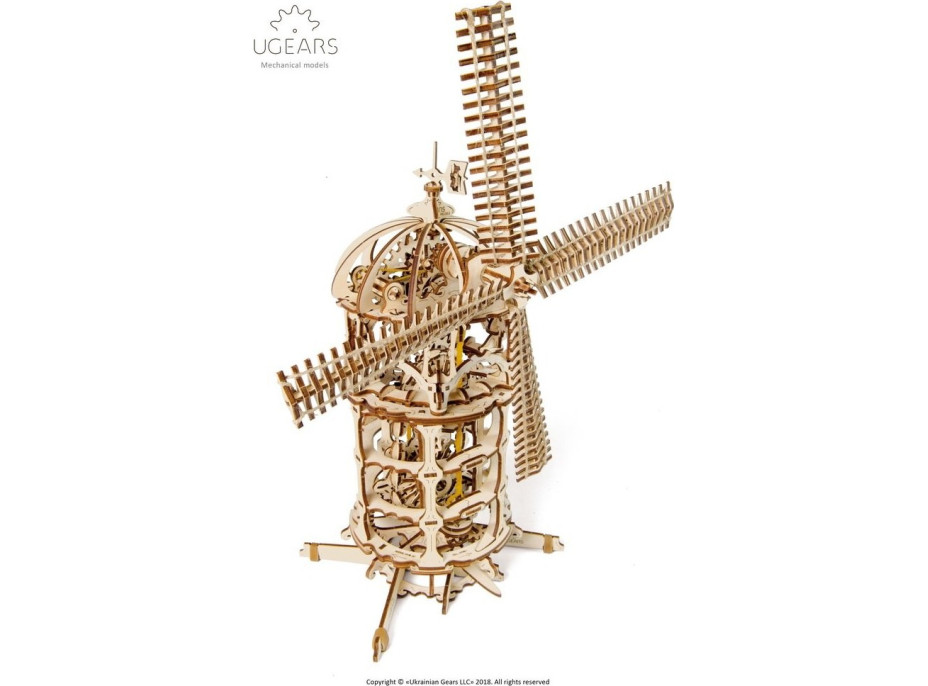 Ugears 3D dřevěné mechanické puzzle Větrný mlýn