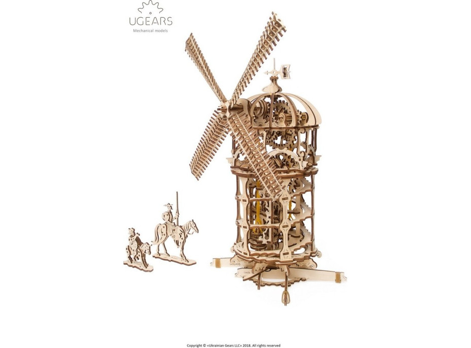 Ugears 3D dřevěné mechanické puzzle Větrný mlýn