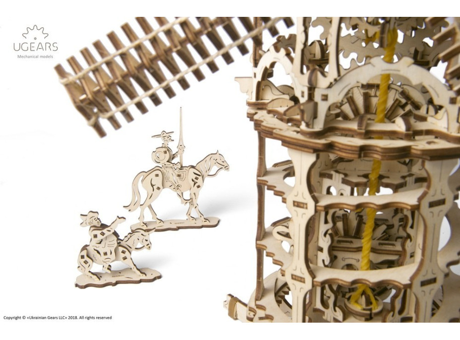 Ugears 3D dřevěné mechanické puzzle Větrný mlýn