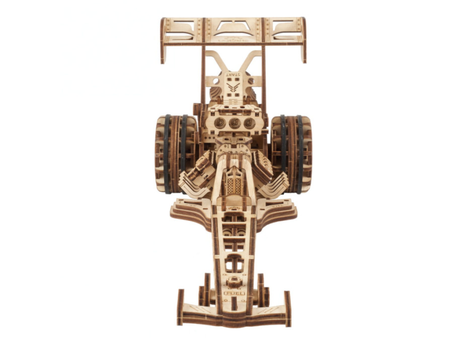 Ugears 3D dřevěné mechanické puzzle Závodní auto (dragster)