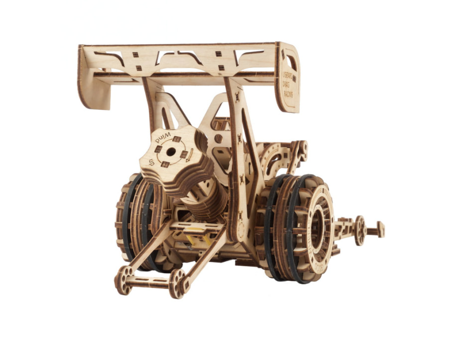 Ugears 3D dřevěné mechanické puzzle Závodní auto (dragster)