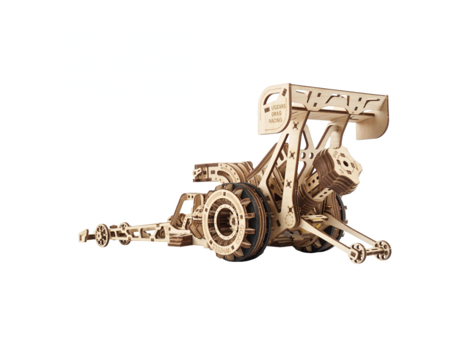 Ugears 3D dřevěné mechanické puzzle Závodní auto (dragster)