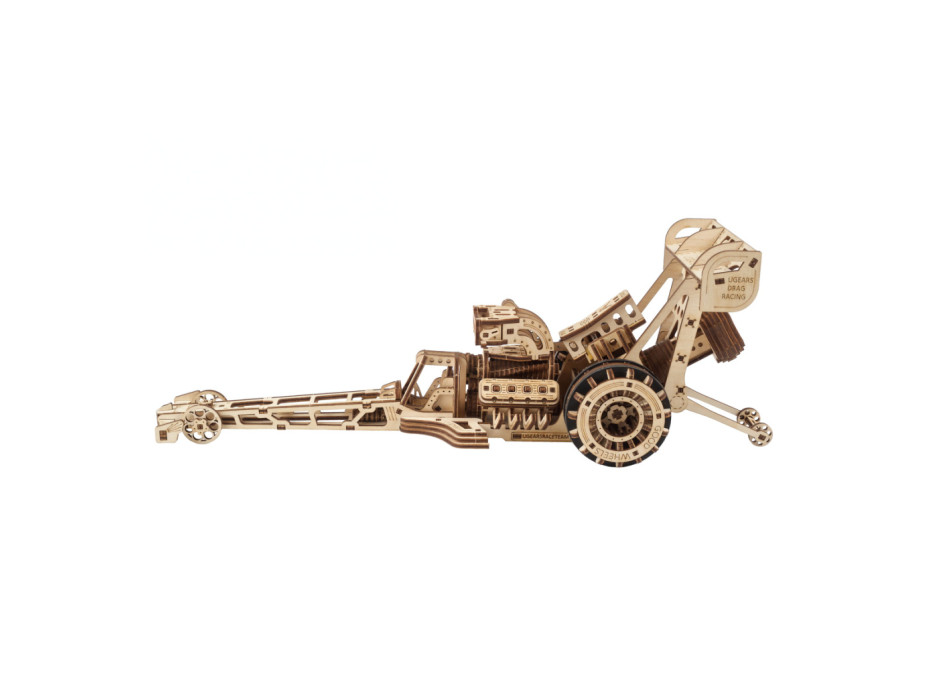 Ugears 3D dřevěné mechanické puzzle Závodní auto (dragster)