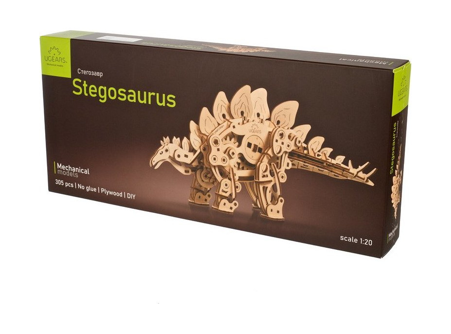 Ugears 3D dřevěné mechanické puzzle Stegosaurus