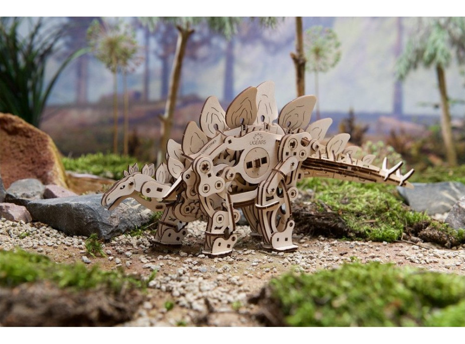 Ugears 3D dřevěné mechanické puzzle Stegosaurus