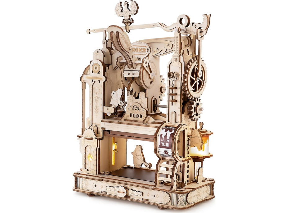 RoboTime 3D dřevěné mechanické puzzle Tiskařský lis