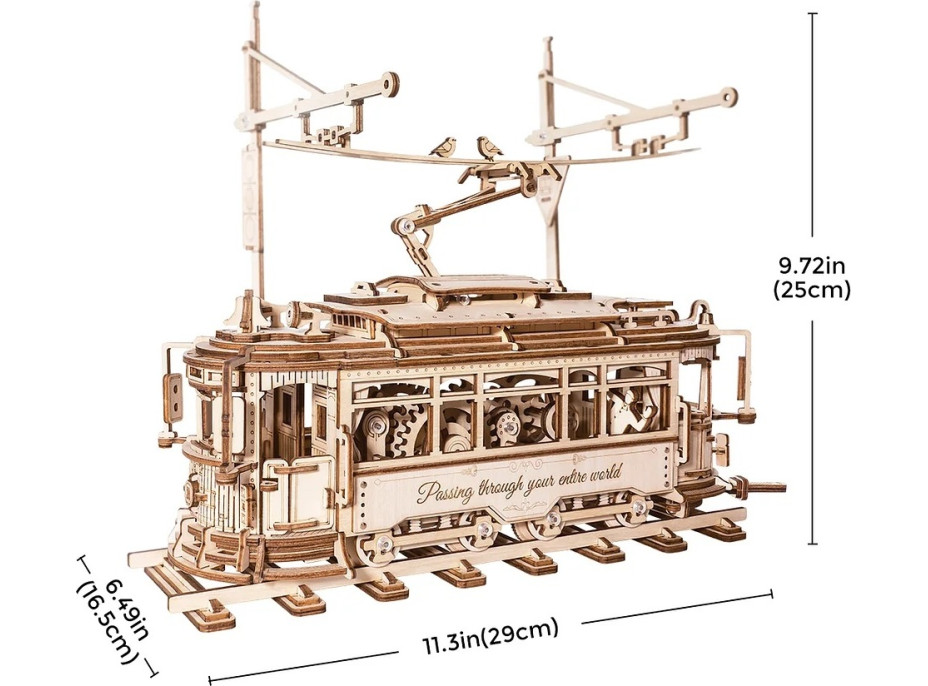 RoboTime 3D dřevěné mechanické puzzle Tramvaj