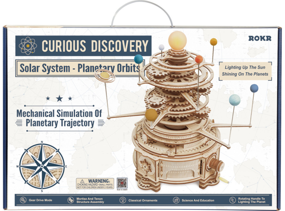 RoboTime 3D dřevěné mechanické puzzle Planetárium