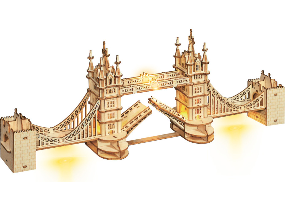 RoboTime dřevěné 3D puzzle most Tower Bridge svítící