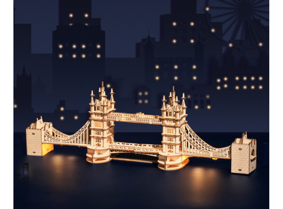 RoboTime dřevěné 3D puzzle most Tower Bridge svítící