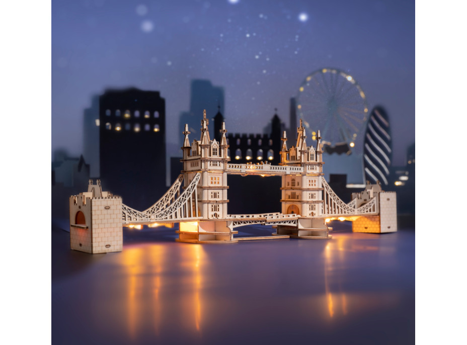 RoboTime dřevěné 3D puzzle most Tower Bridge svítící