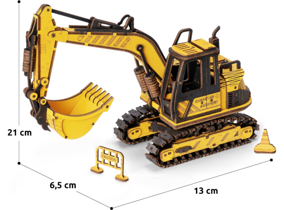 RoboTime dřevěné 3D puzzle Bagr