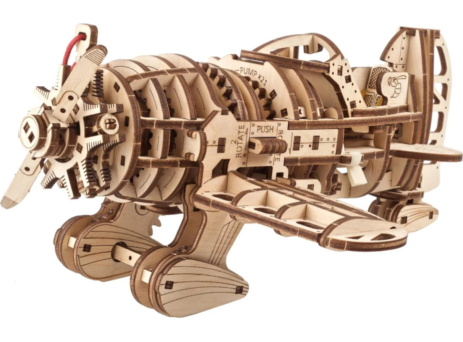 Ugears 3D dřevěné mechanické puzzle Letadlo Mad Hornet