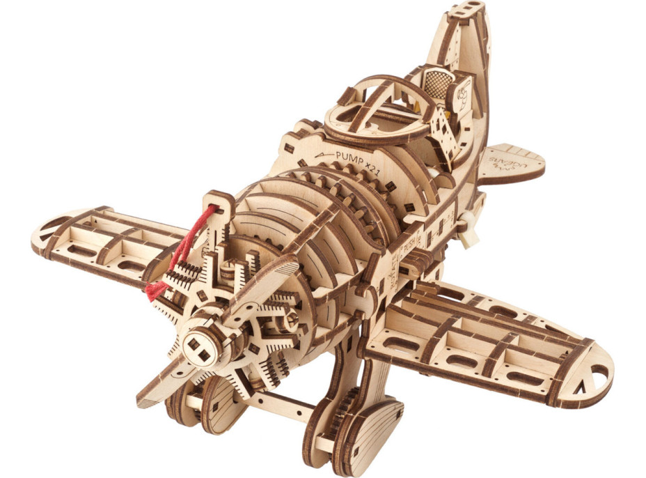 Ugears 3D dřevěné mechanické puzzle Letadlo Mad Hornet