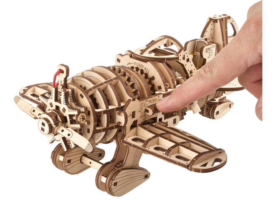 Ugears 3D dřevěné mechanické puzzle Letadlo Mad Hornet