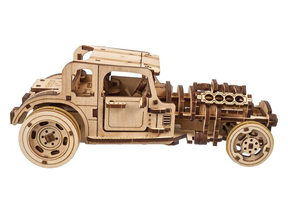 Ugears 3D dřevěné mechanické puzzle The Hot Rod Furious