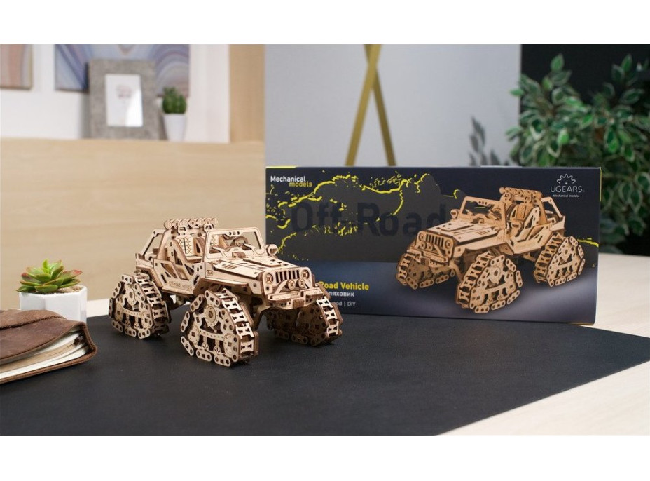 Ugears 3D dřevěné mechanické puzzle Pásové terénní vozidlo