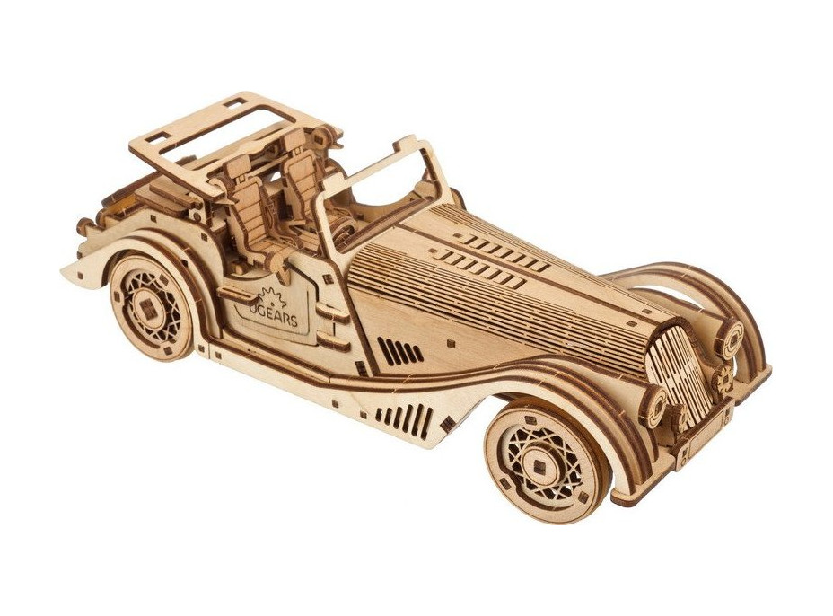 Ugears 3D dřevěné mechanické puzzle Sportovní auto Rapid Mouse