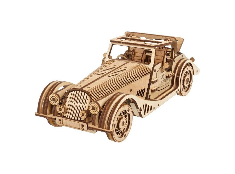 Ugears 3D dřevěné mechanické puzzle Sportovní auto Rapid Mouse