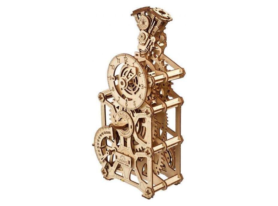 Ugears 3D dřevěné mechanické puzzle Hodiny motoru