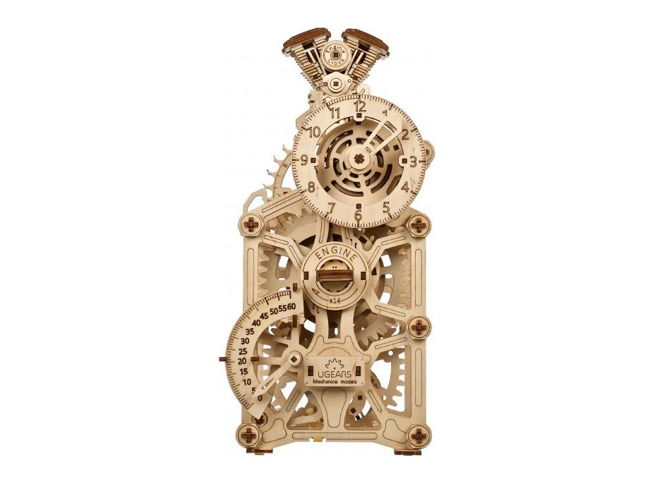 Ugears 3D dřevěné mechanické puzzle Hodiny motoru