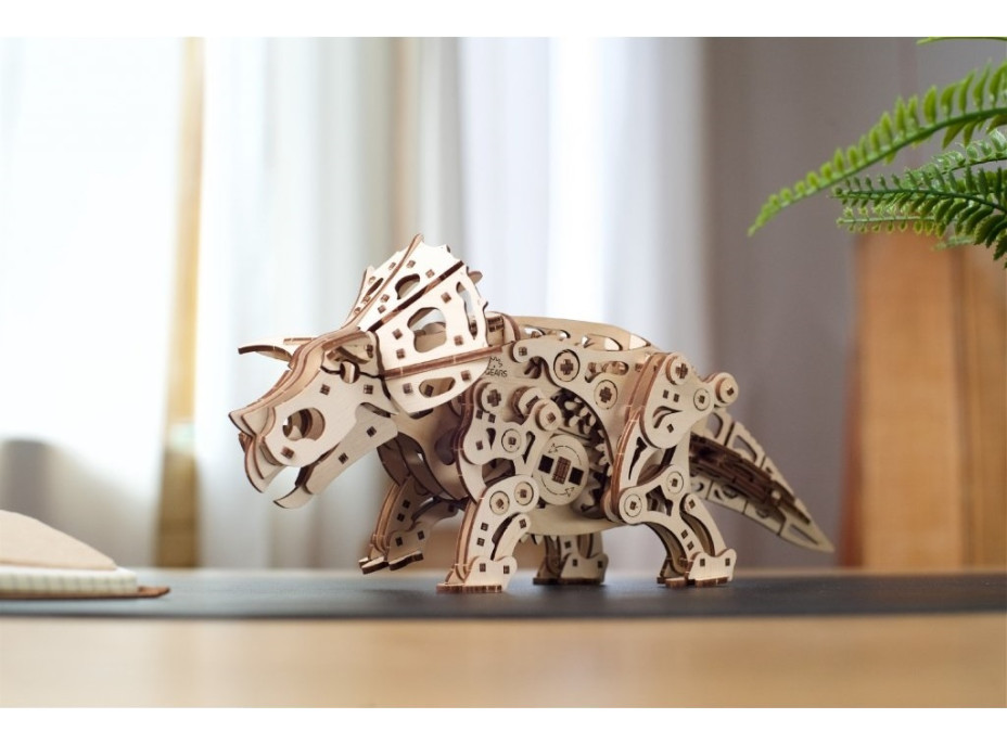 Ugears 3D dřevěné mechanické puzzle Triceratops