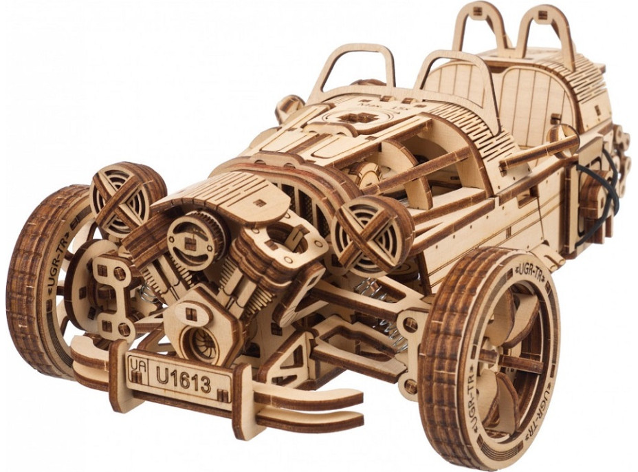 Ugears 3D dřevěné mechanické puzzle Tříkolka UGR-S