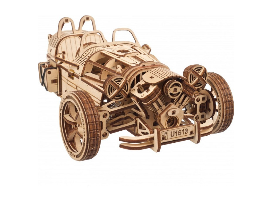 Ugears 3D dřevěné mechanické puzzle Tříkolka UGR-S