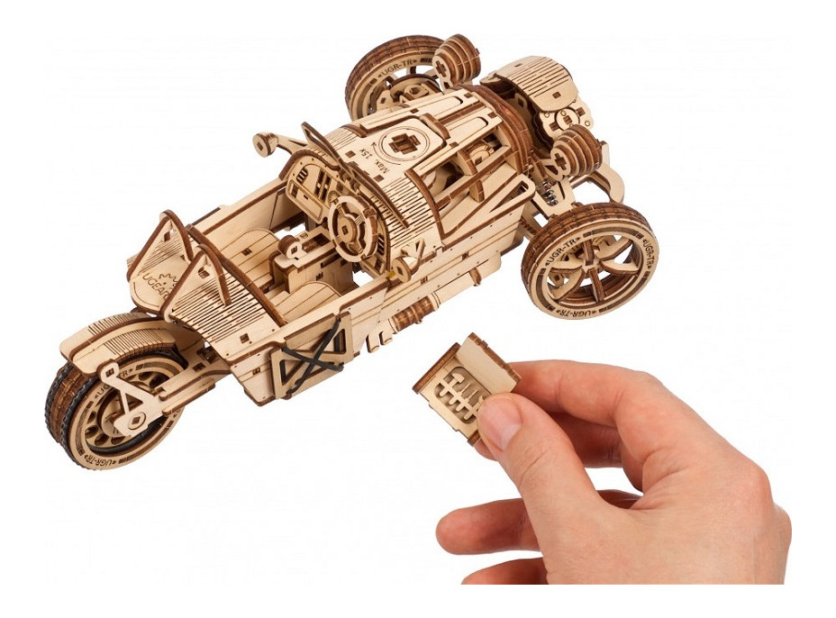 Ugears 3D dřevěné mechanické puzzle Tříkolka UGR-S