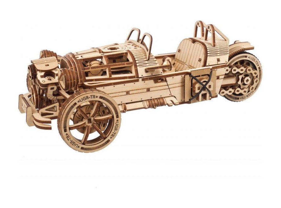 Ugears 3D dřevěné mechanické puzzle Tříkolka UGR-S