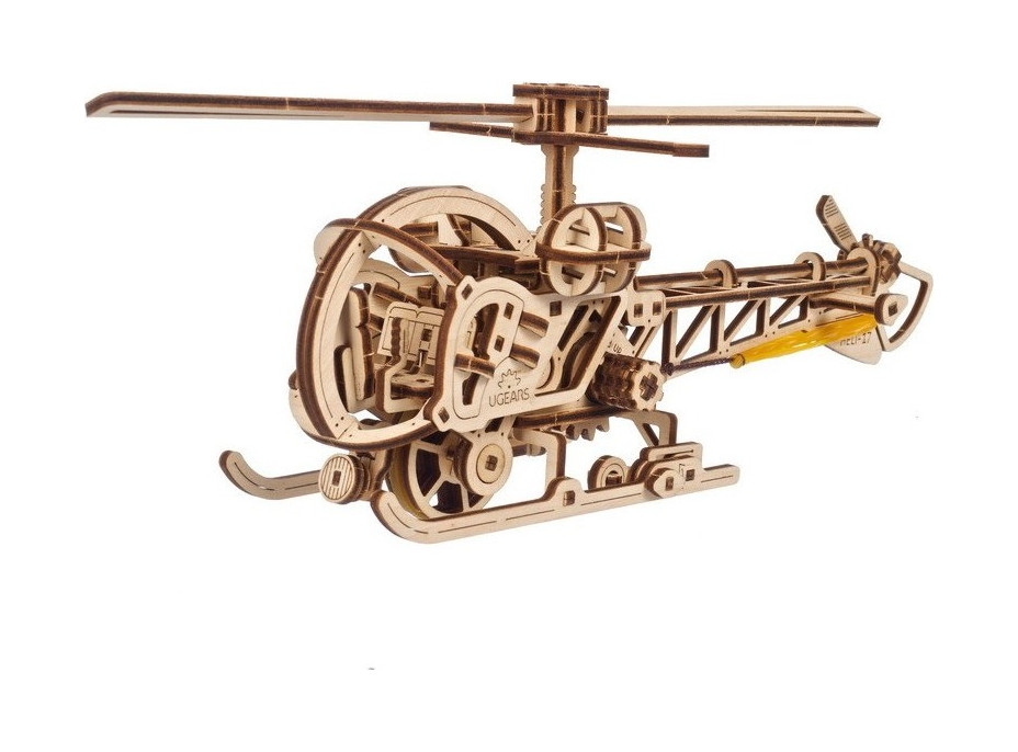 Ugears 3D Dřevěné mechanické puzzle MINI Helicopter